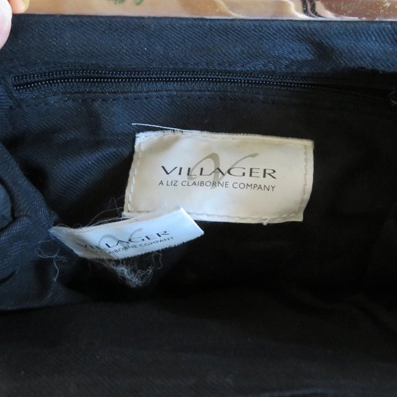 LIZ CLAIBORNE VILLAGER HANDBAG BLACK VINTAGE (643) - Picture 6 of 7